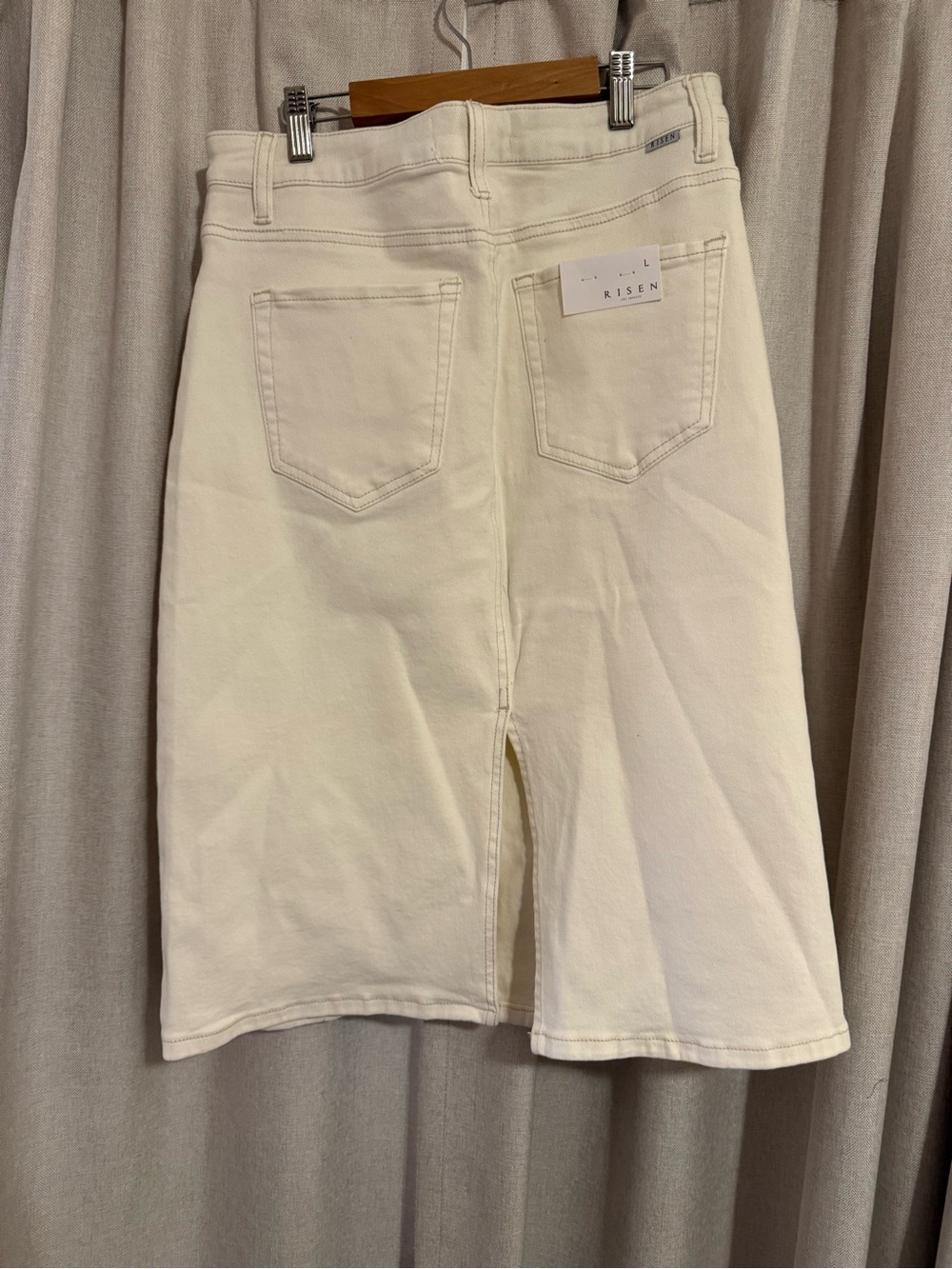 New Risen Jeans Cream Denim A-Line Skirt Large - Picture 3 of 3